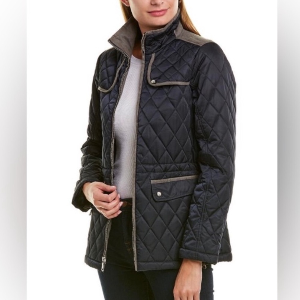Vince Camuto Quilted Navy Jacket with Gray Accents